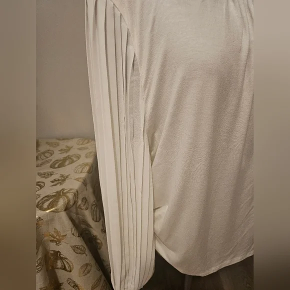 NWT Talbots Elegant Cream Pleated Sleeve Top Sz PXL - Picture 10 of 16